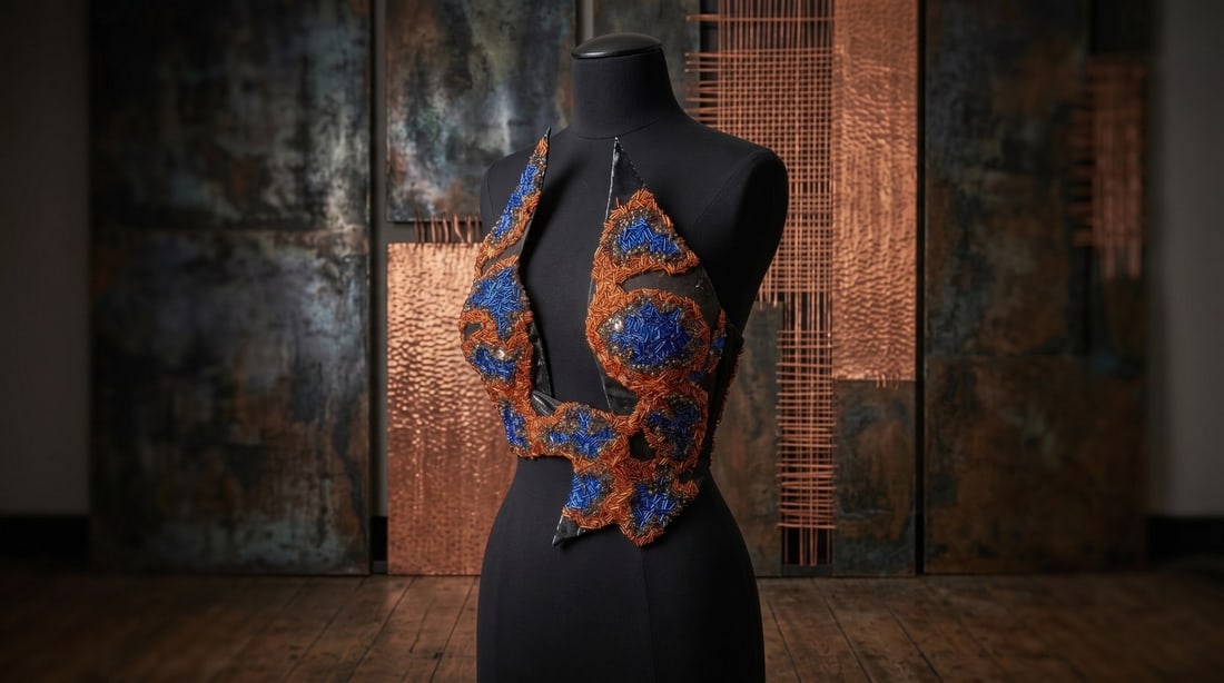 Mercedes Brunelli "Denim Crush" fabric, Resin, Crystals, Beads, Glass Beads: Presenting this Mercedes Brunelli Sculpture: "Mercedes Brunelli "Denim Crush" fabric, Resin, Crystals, Beads, Glass Beads". This piece, measuring 13 x 12 inch, is available at auction on LiveAuctionee