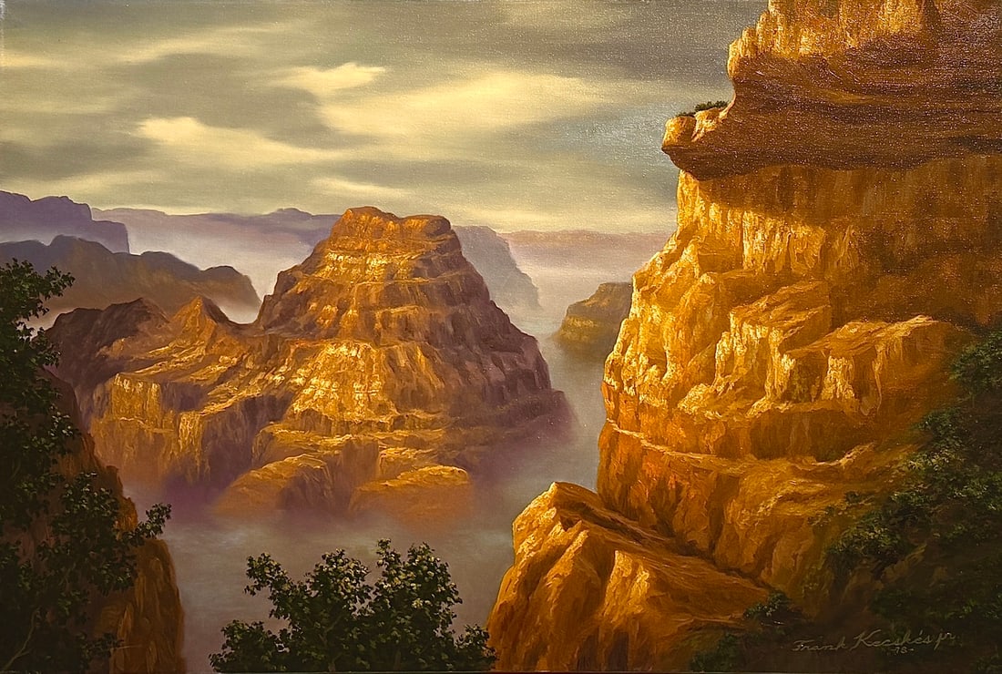 Frank Kecskes Jr. "Grand Canyon Afternoon" Original Oil (landscape): Offered here is an original Original Oil on Canvas by Frank Kecskes Jr.: "Frank Kecskes Jr. "Grand Canyon Afternoon" Original Oil (landscape)". This one-of-a-kind piece, measuring 24 x 36 x 1 inch, is