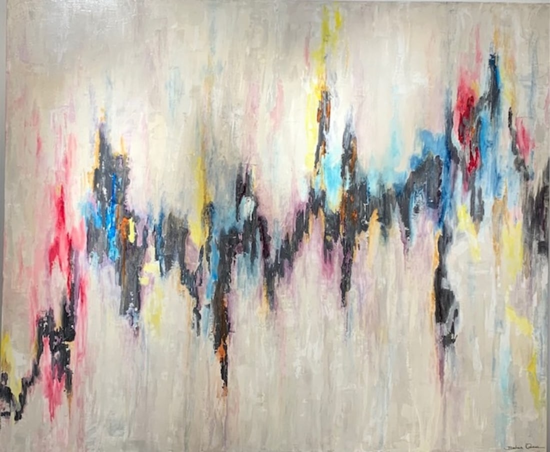 Barbara Owens "Don't Stop Believin' " Signed Original: Offered here is an original Acrylic on Canvas with 1 1/2" Museum Bars by Barbara Owens: "Barbara Owens "Don't Stop Believin' " Signed Original". This one-of-a-kind piece, measuring 60 x 72 x 2 inch,