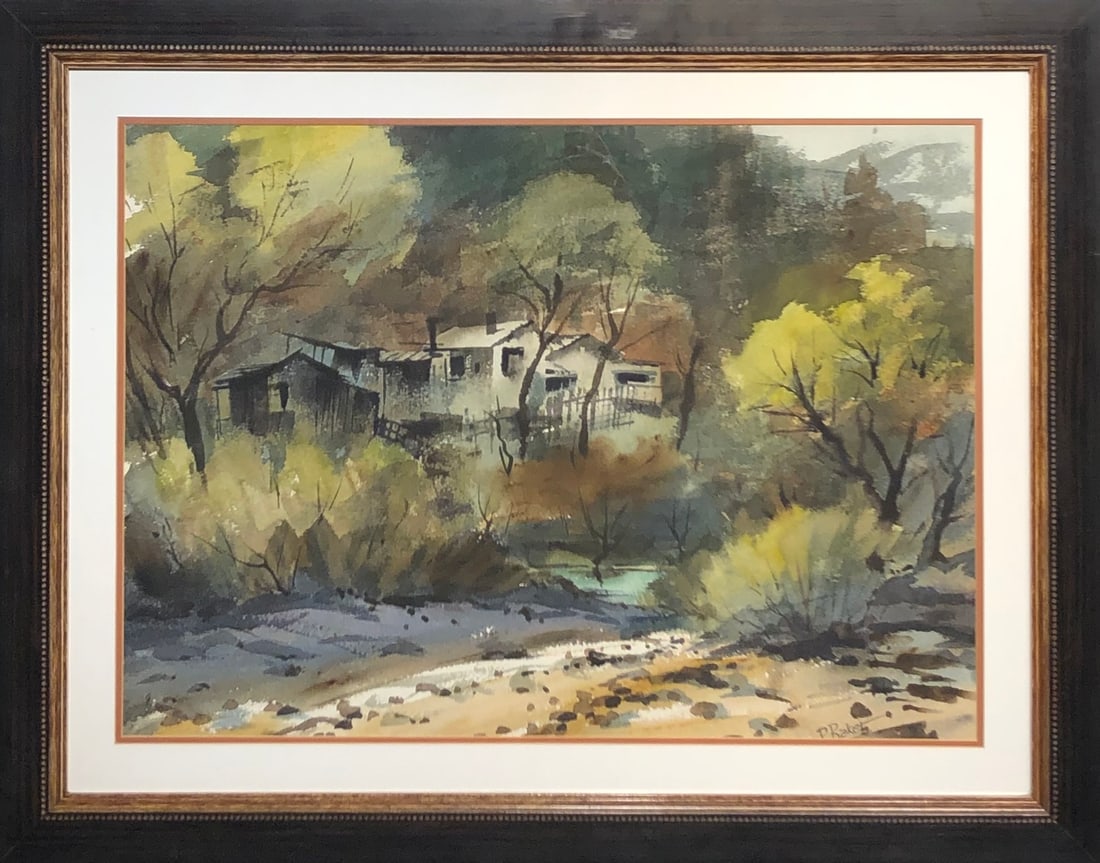 Ralph Baker (Impressionist - Landscape) Signed Original Watercolor: Offered here is an original Watercolor on Paper by Ralph Baker: "Ralph Baker (Impressionist - Landscape) Signed Original Watercolor". This one-of-a-kind piece, measuring 28 x 36 x 2 inch, is a rare op