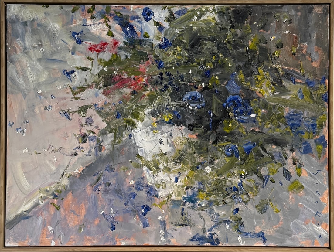 Jorn Fox ("Vae & Flowers") Signed Original: Offered here is an original Acrylic on Canvas by Jorn Fox: "Jorn Fox ("Vae & Flowers") Signed Original". This one-of-a-kind piece, measuring 31 x 41 x 2 inch, is a rare opportunity for collectors to a