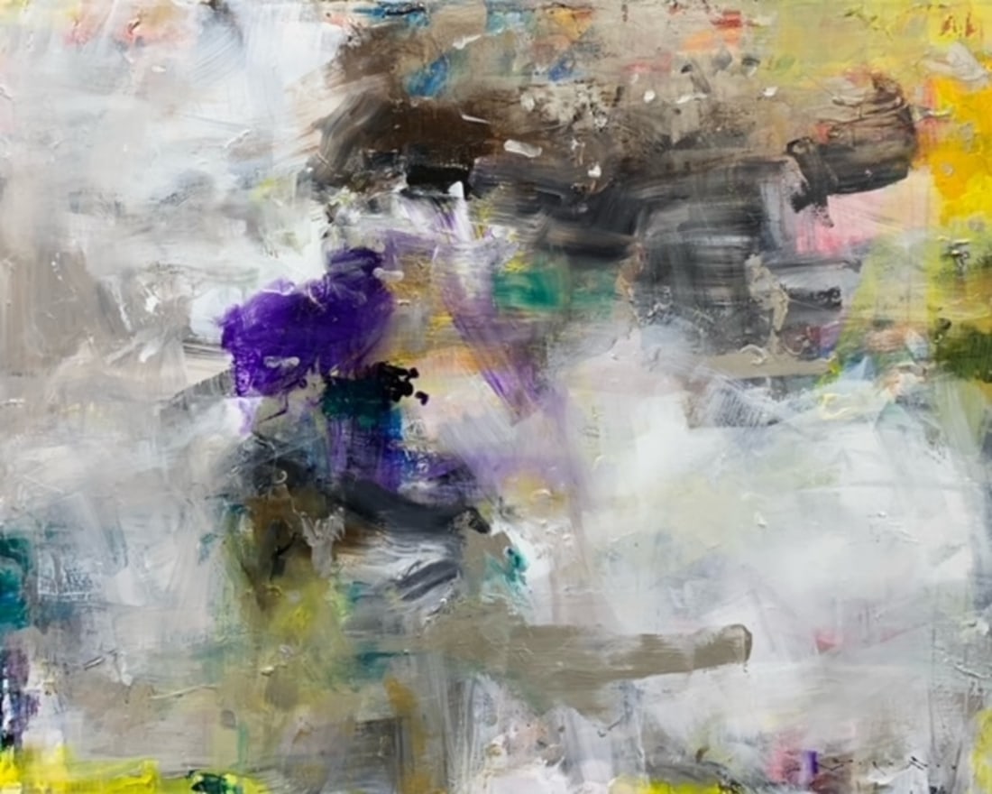 Jorn Fox Abstract Signed Original Oil and Acrylic: Offered here is an original Original Oil and Acrylic on Canvas with 1 1/2" Museum Bars by Jorn Fox: "Jorn Fox Abstract Signed Original Oil and Acrylic". This one-of-a-kind piece, measuring 48 x 60 x 2