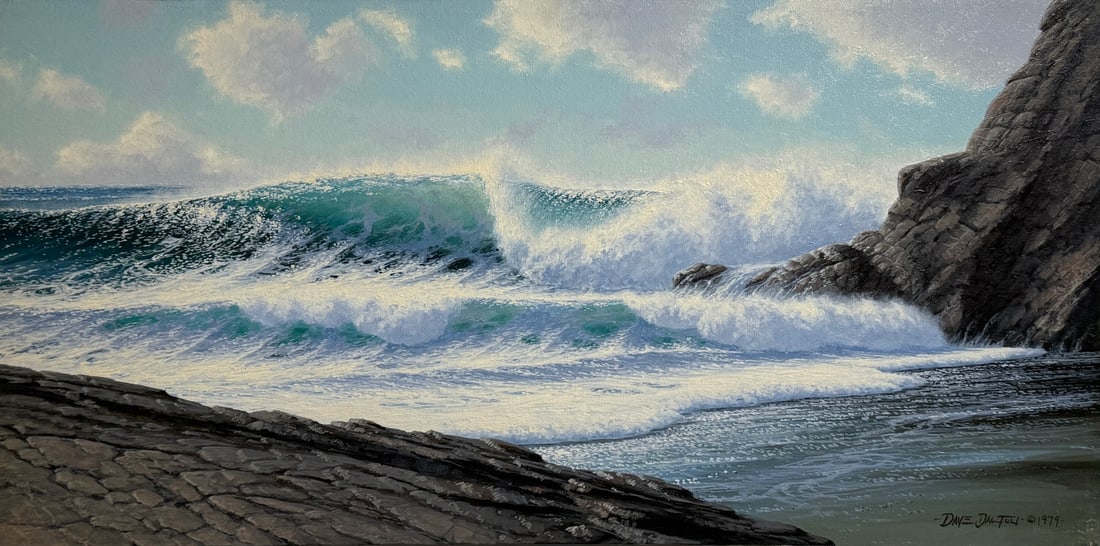 Dave Dalton "Clear And Cold" Signed Original Oil: Offered here is an original Oil on Canvas by Dave Dalton: "Dave Dalton "Clear And Cold" Signed Original Oil". This one-of-a-kind piece, measuring 15 x 30 x 1 inch, is a rare opportunity for collectors