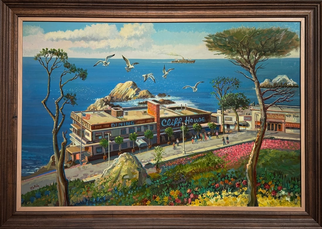 Filastro Mottola "Cliff House" RARE Signed Original Oil on Masonite (1 of 4)