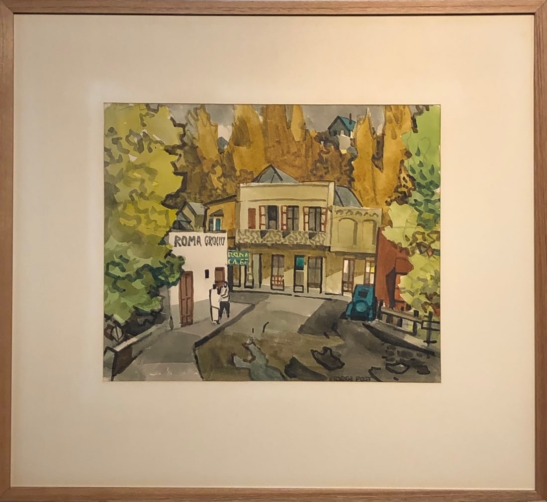George Post (Impressionist - Italian Street Scene) Signed Original Watercolor: Offered here is an original Watercolor on Paper by George Post: "George Post (Impressionist - Italian Street Scene) Signed Original Watercolor". This one-of-a-kind piece, measuring 27 x 30 x 2 inch, i