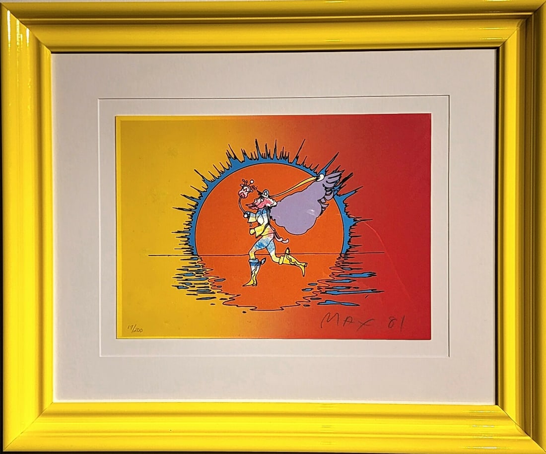 Peter Max "If Series: Runner" Signed Serigraph LE: Presenting a limited edition Serigraph on Paper by Peter Max: "Peter Max "If Series: Runner" Signed Serigraph LE". This Serigraph on Paper (Edition: 17/200), measuring 20 x 24 x 2 inch, is a