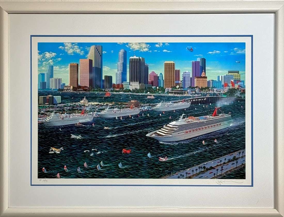 Alexander Chen "Miami Cruising" S/N LE Serigraph on paper: Presenting a limited edition Serigraph on Paper by Alexander Chen: "Alexander Chen "Miami Cruising" S/N LE Serigraph on paper". This Serigraph on Paper (Edition: A.P. 27/95), measuring 27 x 35 x 1.5 i