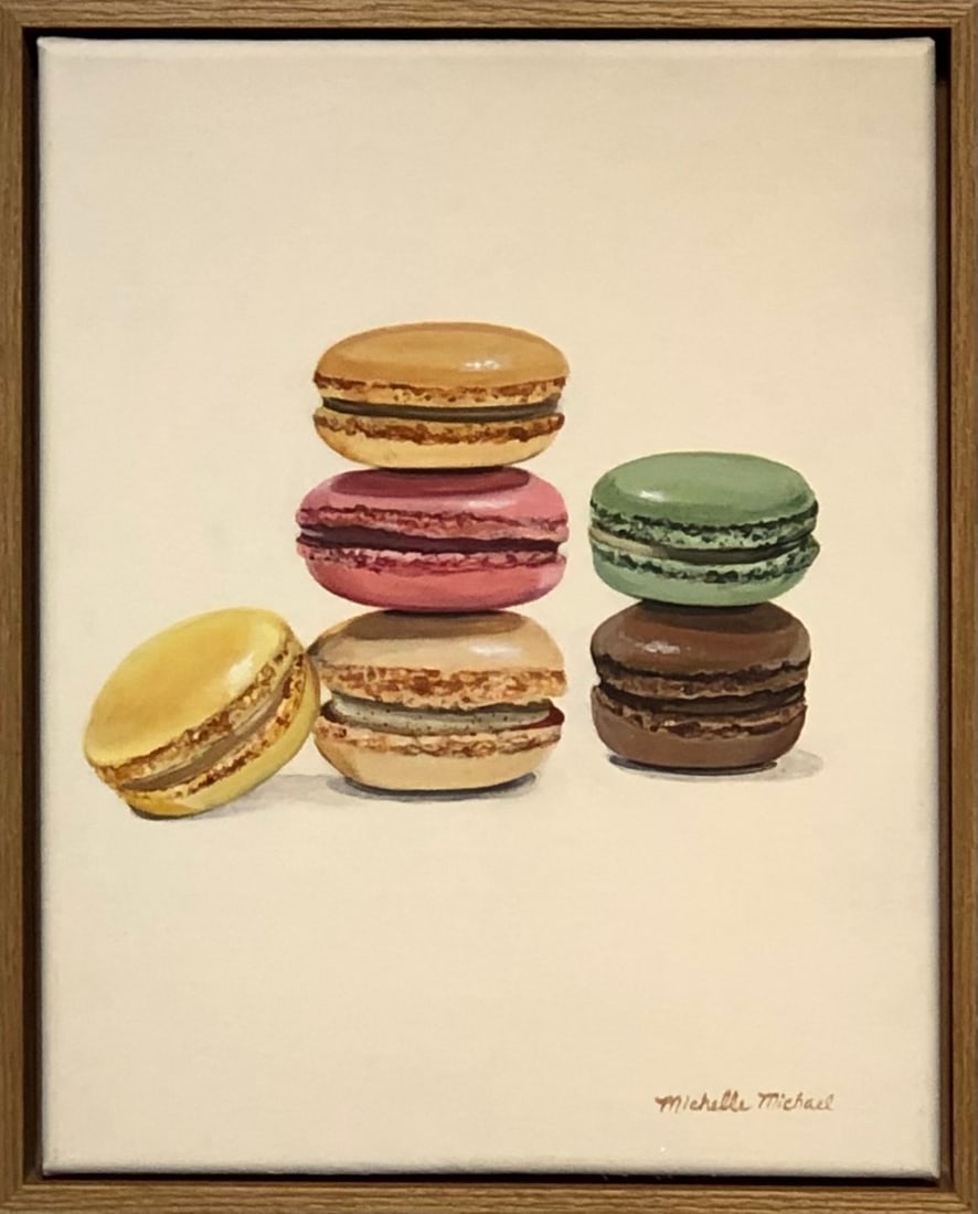 Michelle Michael "Macarons" Signed Original Acrylic: Offered here is an original Acrylic on Canvas by Michelle Michael: "Michelle Michael "Macarons" Signed Original Acrylic". This one-of-a-kind piece, measuring 14 x 11 x 2 inch, is a rare opportunity fo