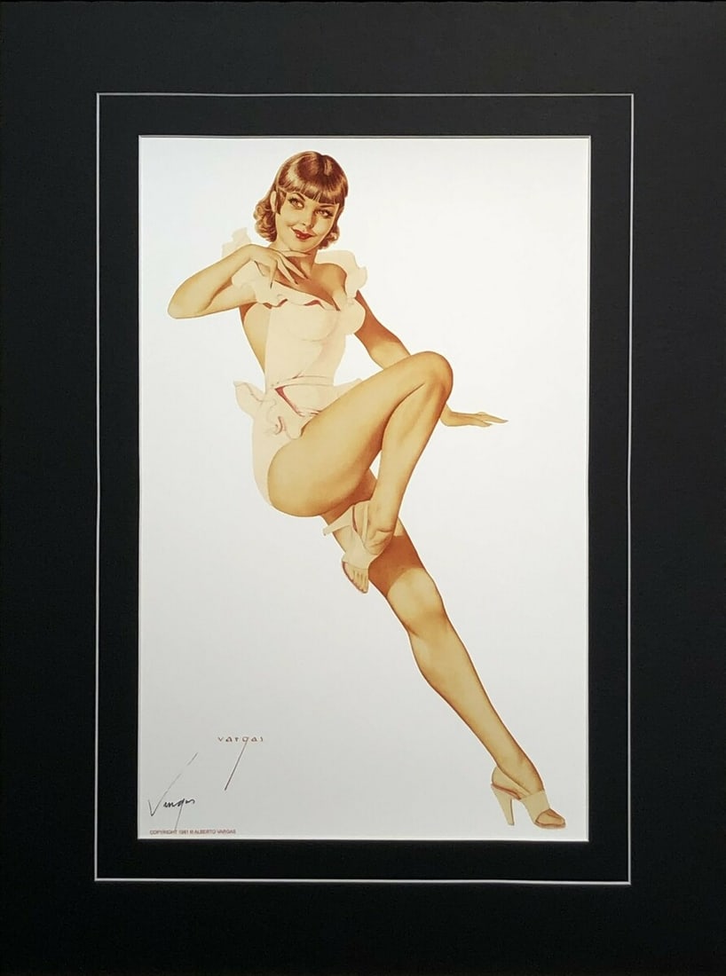 Alberto Vargas "10 of Hearts, playing card" Hand-Signed Lithograph (1981): Presenting a Lithograph on Paper by Alberto Vargas: "Alberto Vargas "10 of Hearts, playing card" Hand-Signed Lithograph (1981)". This work, measuring 17 x 11 x 1 inch, is available now at auction on