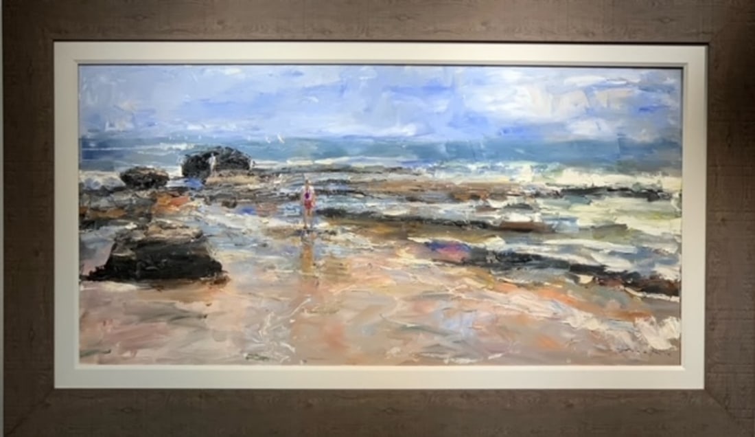 Jorn Fox Impressionist Signed Oil and Acrylic on Canvas: Offered here is an original Original Oil and Acrylic on Canvas by Jorn Fox: "Jorn Fox Impressionist Signed Oil and Acrylic on Canvas". This one-of-a-kind piece, measuring 33 x 57 x 2 inch, is a rare o