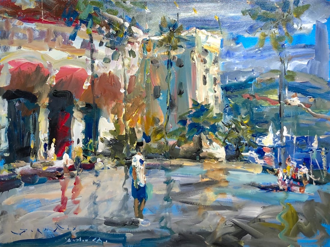 Jorn Fox (Untitled - Avalon, CA) Signed Original Acrylic: Offered here is an original Acrylic on Canvas by Jorn Fox: "Jorn Fox (Untitled - Avalon, CA) Signed Original Acrylic". This one-of-a-kind piece, measuring 30 x 40 x 2 inch, is a rare opportunity for c