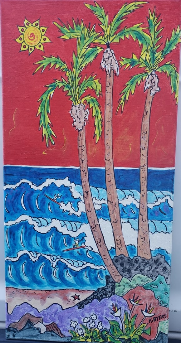 Kimm Byers "Surfing Hawaii" Original Acrylic on Canvas (1 of 5)