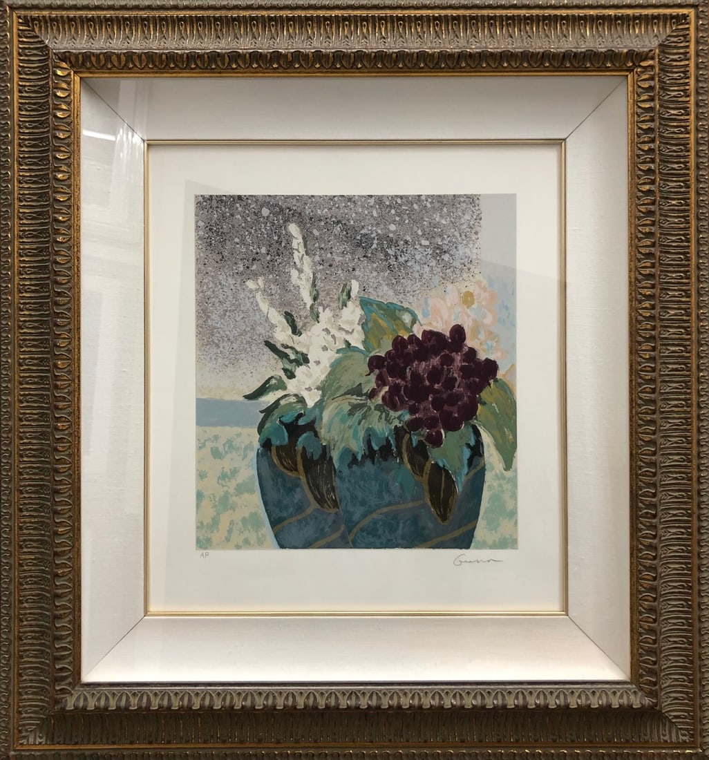 Ellen Gunn (Floral) Signed Serigraph Artists Proof: Presenting a limited edition Serigraph on Paper by Ellen Gunn: "Ellen Gunn (Floral) Signed Serigraph Artists Proof". This Serigraph on Paper (Edition: Artists Proof), measuring 28 x 26 x 2 inch, is a