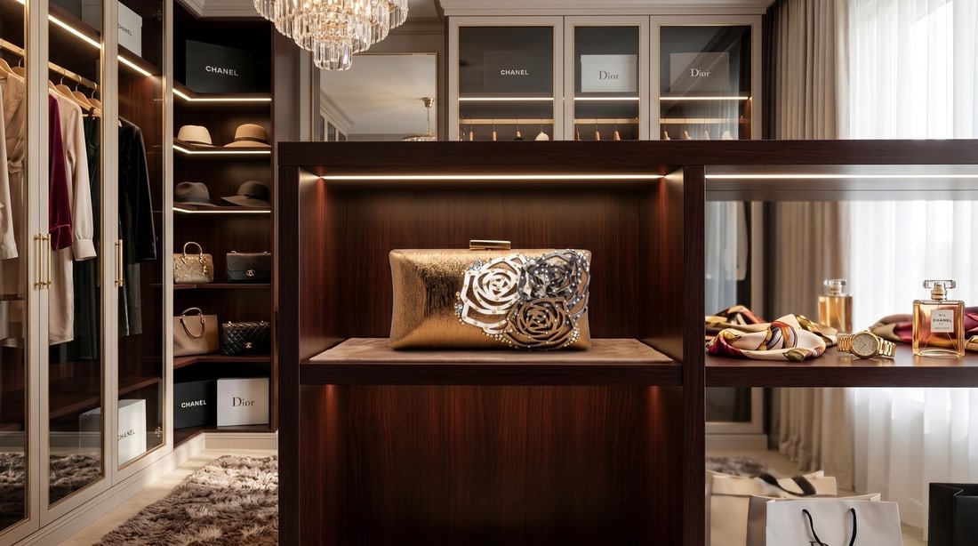 Mercedes Brunelli "Leather Roses" Jeweled Clutch (1 of 3)