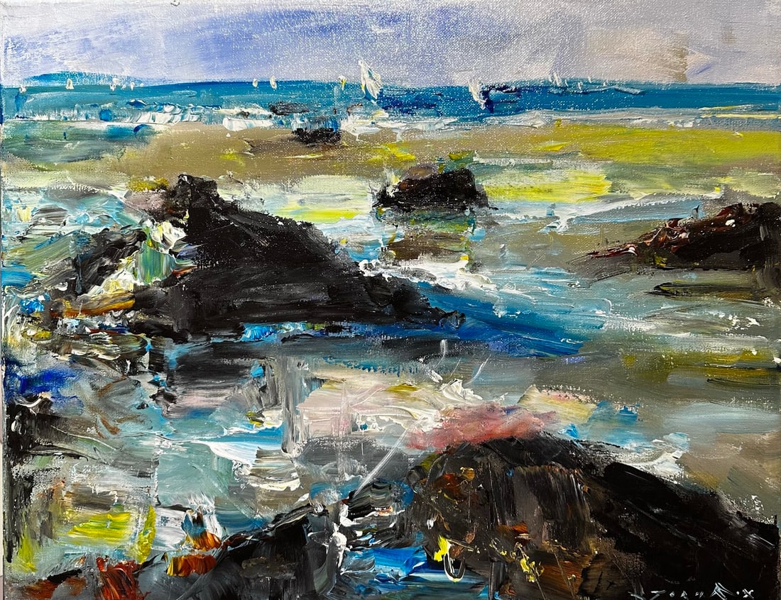 Jorn Fox Impressionist Signed Oil and Acrylic on Canvas: Offered here is an original Acrylic on Canvas by Jorn Fox: "Jorn Fox Impressionist Signed Oil and Acrylic on Canvas". This one-of-a-kind piece, measuring 16 x 20 inch, is a rare opportunity for