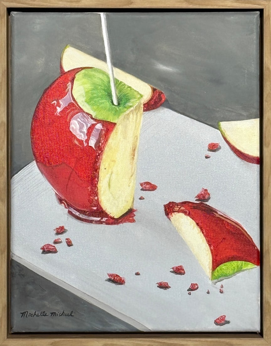 Michelle Michael "Candy Apples" Signed Original Acrylic on Canvas: Offered here is an original Acrylic on Canvas by Michelle Michael: "Michelle Michael "Candy Apples" Signed Original Acrylic on Canvas". This one-of-a-kind piece, measuring 15 x 12 x 2 inch, is a rare 