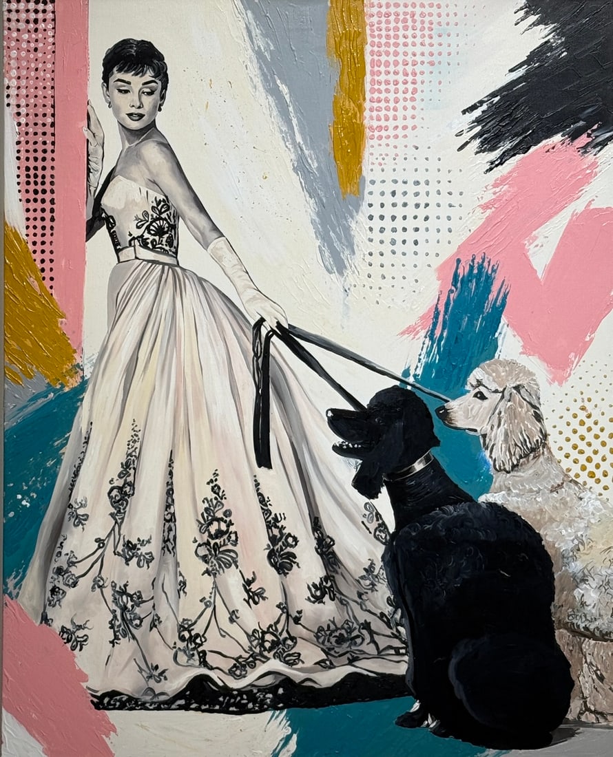 Michael Ibey "The Fashion Walk" Original Mixed Media: Offered here is an original Original Mixed Media on Canvas by Michael Ibey: "Michael Ibey "The Fashion Walk" Original Mixed Media". This one-of-a-kind piece, measuring 30 x 24 x 1 inch, is a rare oppo