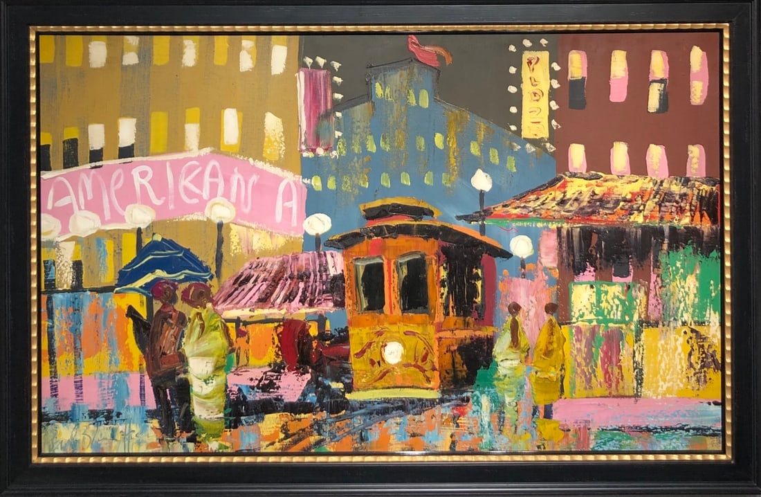 Paul Blaine Henrie "Cable Car San Francisco" Signed Original Oil: Offered here is an original Oil on Canvas by Paul Blaine Henrie: "Paul Blaine Henrie "Cable Car San Francisco" Signed Original Oil". This one-of-a-kind piece, measuring 34 x 52 x 2 inch, is a rare opp
