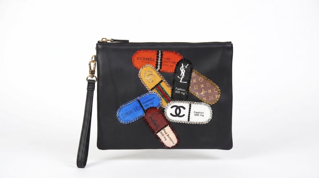 Mercedes Brunelli "Designer Pills" Design embellished with Swarovski crystals: Presenting this Mercedes Brunelli work: "Mercedes Brunelli "Designer Pills" Design embellished with Swarovski crystals". This piece, measuring 3.1 x 4 x 0.13 inch, is available at auction on