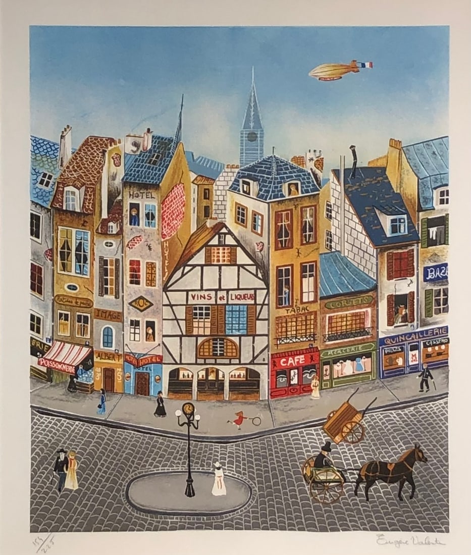 Eugene Valentin "Rendezvous" Signed Lithograph LE: Presenting a limited edition Lithograph on Paper by Eugene Valentin: "Eugene Valentin "Rendezvous" Signed Lithograph LE". This Lithograph on Paper (Edition: 154/225), measuring 32 x 24 x 2 inch, is a