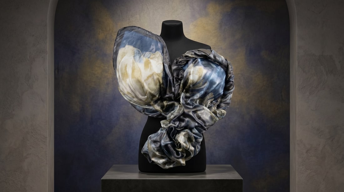 Mercedes Brunelli "White Lotus" Fabric, Resin Corset: Presenting this Mercedes Brunelli Sculpture: "Mercedes Brunelli "White Lotus" Fabric, Resin Corset". This piece, measuring 15 x 14 inch, is available at auction on LiveAuctioneers. Artist: Mercedes Br