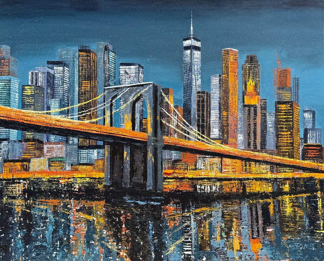 Madi Salehi "Bridging The Light" Original On Canvas: Offered here is an original Original acrylic on canvas by Madi Salehi: "Madi Salehi "Bridging The Light" Original On Canvas". This one-of-a-kind piece, measuring 48 x 60 x 2 inch, is a rare