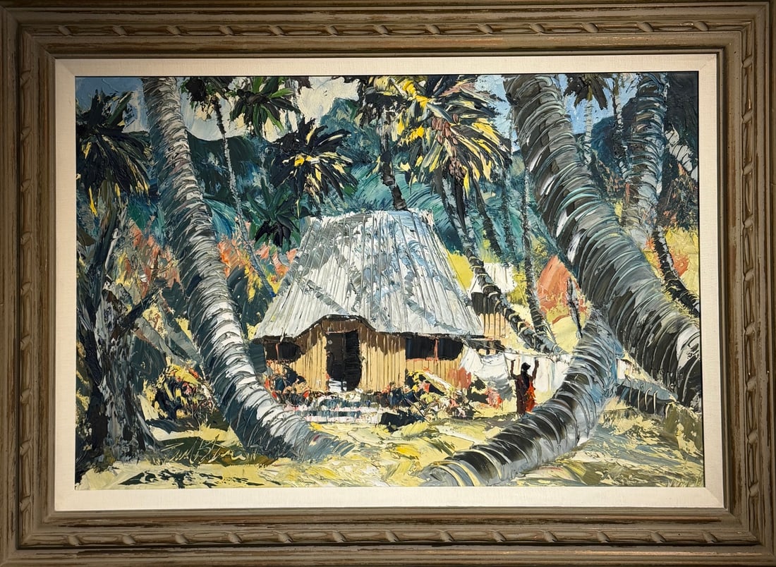 Paul Blaine Henrie "Moorea Tahiti", Signed Original Oil on Canvas: Offered here is an original Oil on Canvas by Paul Blaine Henrie: "Paul Blaine Henrie "Moorea Tahiti", Signed Original Oil on Canvas". This one-of-a-kind piece, measuring 33 x 45 x 3 inch, is a rare