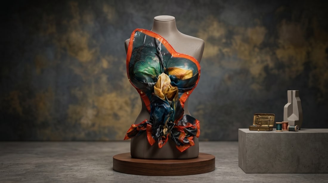 Mercedes Brunelli "Tropical Ginko" Fabric/Resin corset: Presenting this Mercedes Brunelli Sculpture: "Mercedes Brunelli "Tropical Ginko" Fabric/Resin corset". This piece, measuring 19 x 12 inch, is available at auction on LiveAuctioneers. Artist: Mercedes
