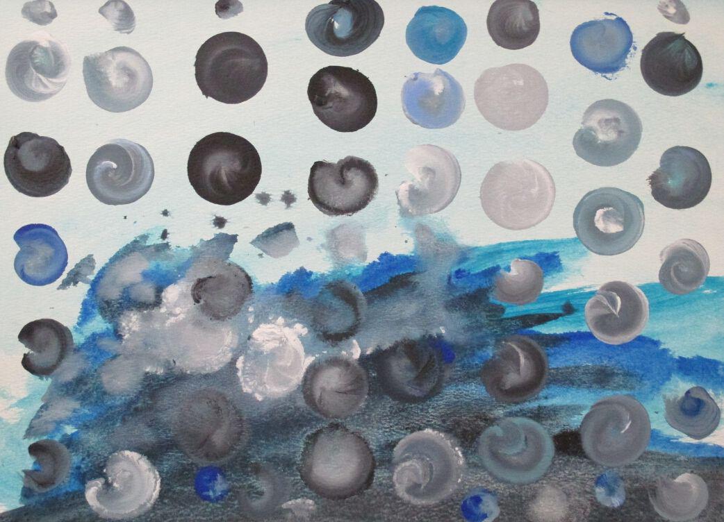 Don Jean-Louis, Original ID 05441: Don Jean-Louis Original, Signed, Mixed media on acid-free rag paper, dots in various colours and sizes. Measuring 12.25 x 16