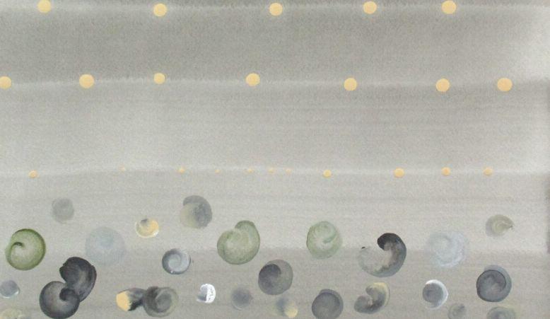 Don Jean-Louis, Original ID 5521: Don Jean-Louis Original, signed, Mixed media on acid-free rag paper, a series of dots in various sizes and colours set on a grey background. Measuring 13 x 17