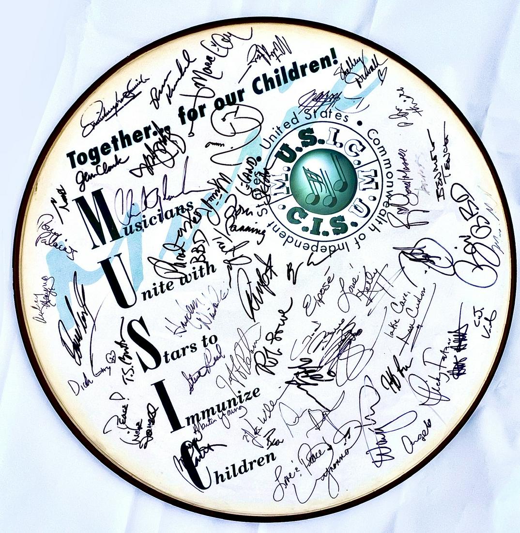 Charity Drumhead Signed Ringo, Rob Lowe More (1 of 2)