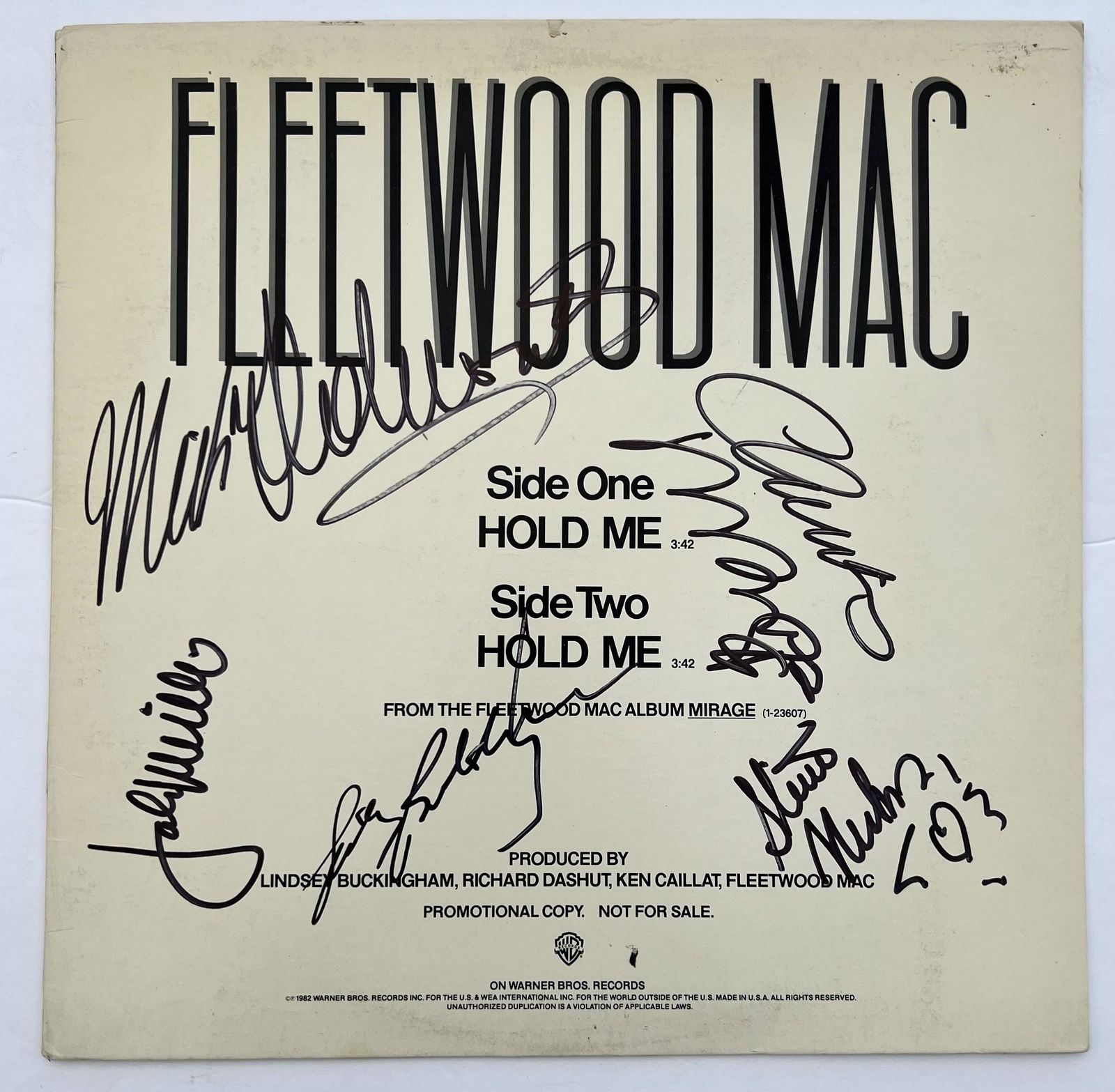 Signed Fleetwood Mac Hold Me Single Cover (1 of 1)