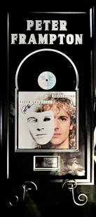 Signed Peter Frampton Premonition LP Plaque: Signed Peter Frampton Premonition LP Plaqueis a framed collectible and signed by the named artist. Due to the reflective nature of the glass, some textures viewed in the image may just be a
