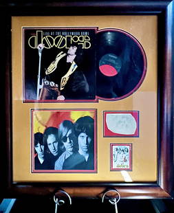 Signed The Doors Live LP Plaque: Signed The Doors Live at the Hollywood Bowl Collage LP Plaqueis a framed collectible and signed by. Due to the reflective nature of the glass, some textures viewed in the image may just be a