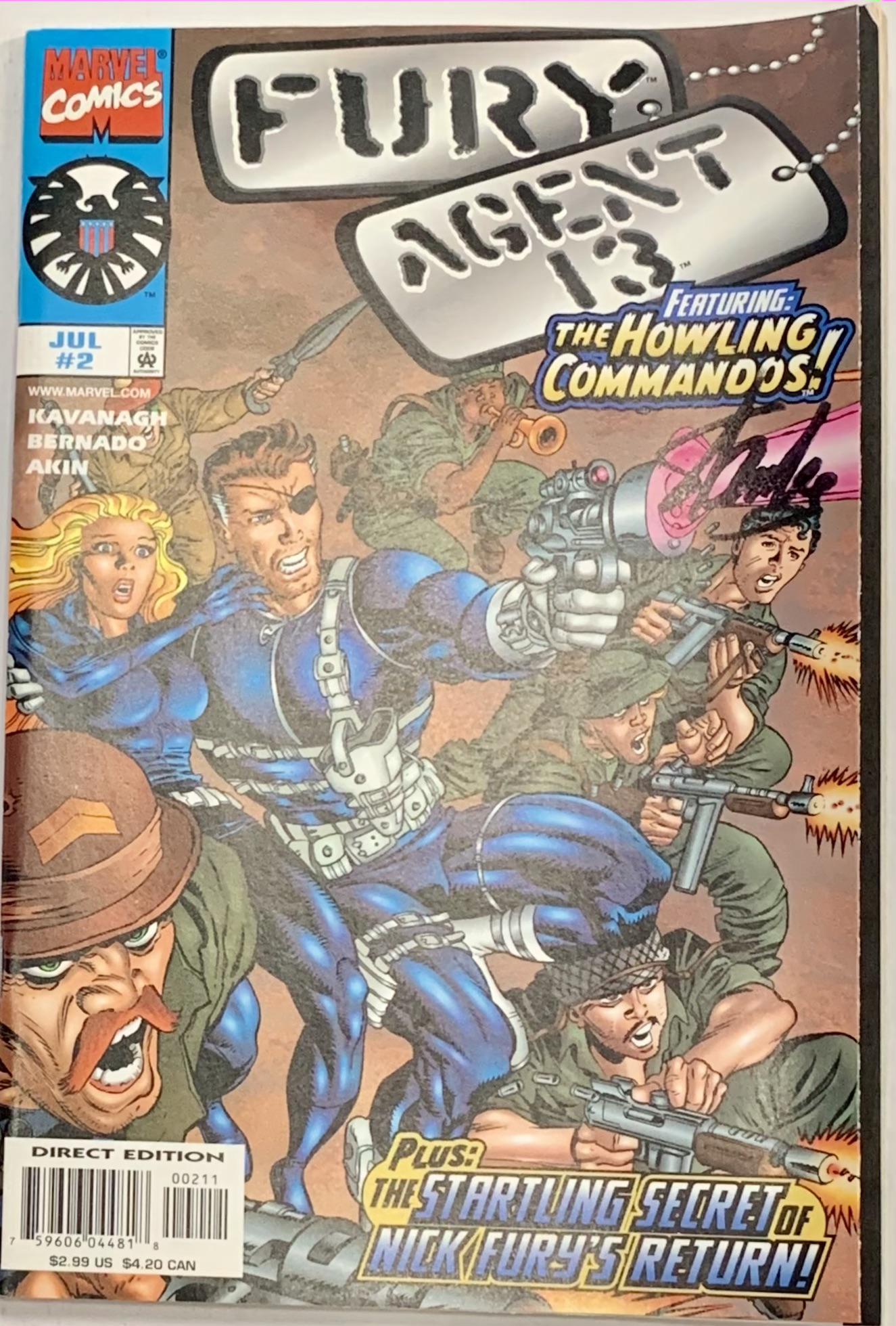 Signed Fury⁄Agent 13 Comic Book Iss 2 1998: Signed Fury⁄Agent 13 Comic Book Iss 1 1998 Signed by Stan Lee. Unknown origin and authorization of signature. Published By Marvel. Original Cover Price 2.99. Cover Art By Mike Zeck. Originated f