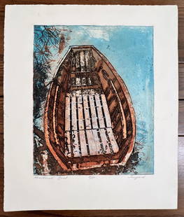 Abandoned Boat by Trugard: Abandoned Boat by TrugardThis is a limited edition lithograph hand signed by Trugard. Measures 19 x 16.5 in.