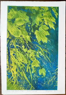 Leaves Over Trout Brook by Trugard: Leaves Over Trout Brook by TrugardThis is a limited edition lithograph hand signed by Trugard. Measures 19.5 x 22 in.