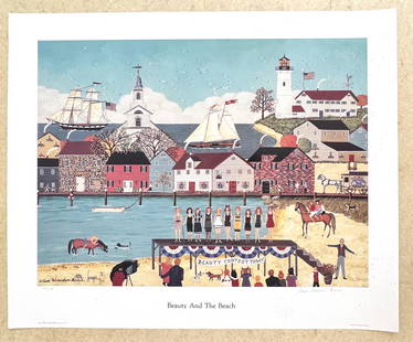 Beauty and the Beach by Sandi W Resnick: Beauty and the Beach by Sandi Wickersham ResnickThis is a limited edition lithograph numbered 194/500 hand signed by Sandi Wickersham Resnick. Measures 23 x 28 in.