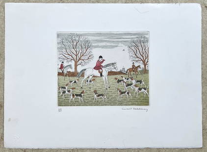 The Hunt by Vincent Haddelsey: The Hunt by Vincent HaddelseyThis is a limited edition lithograph numbered 103/130 hand signed by Vincent Haddelsey. Measures 11.5 x 15 in.