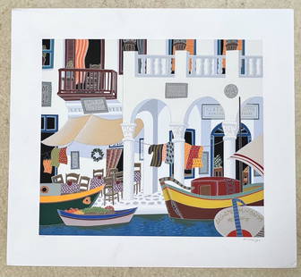 Greek Village by McKnight: Greek Village by McKnightThis is a limited edition lithograph numbered 1/200 hand signed by McKnight. Measures 21 x 23 in.