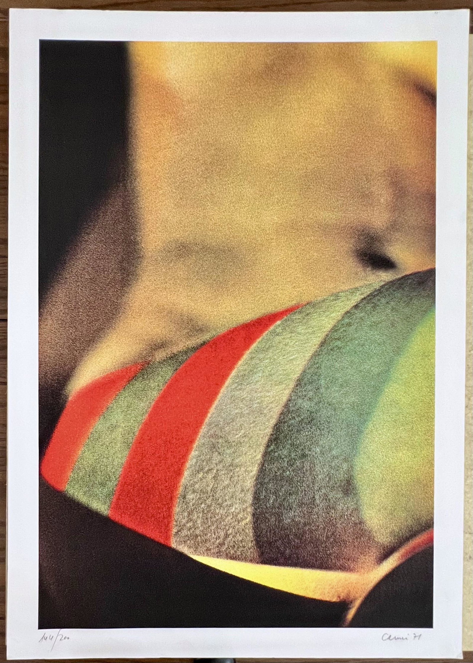 Chromo Synclasma 3 by Eugenio Carmi: Chromo Synclasma 3 by Eugenio CarmiThis is a limited edition lithograph numbered 144/200 hand signed by the artist. Measures 36 x 25 in.