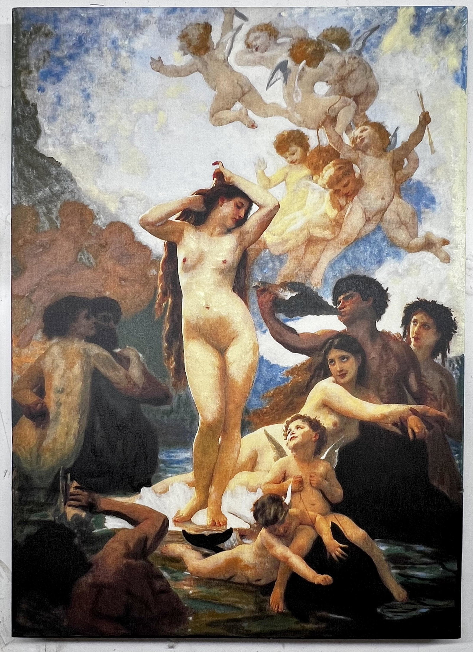 Venus on a Shell by Steve Kaufman: Venus on a Shell by Steve Kaufman is a mixed media on canvas signed by Steve Kaufman. Steve Kaufman willed these pieces to Bobby Womack RAW, from which his collection was built, and these pieces were 