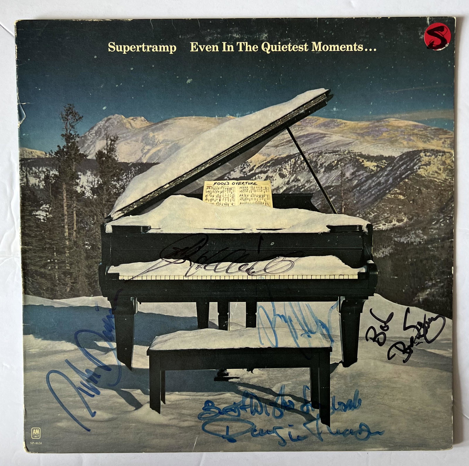 Signed Supertramp EITQM... Album Cover: Signed Supertramp Even In the Quietest Moments... Album Coveris an album cover only signed by Rick Davies, John Helliwell, Dougie Thomson, Roger Hodgson, Bob Seilbenberg. This piece came from a privat