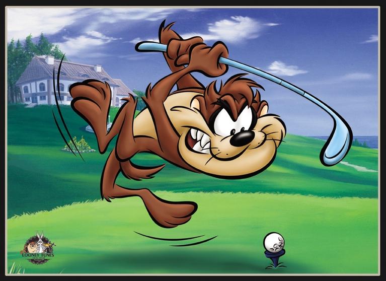 Warner Bros Taz Tee Off: Warner Bros Taz Tee Offis a Lithograph featuring Looney Tunes character the Tazmanian Devil. Perfect for any golfer's room. Limited Edition. Comes matted with Certificate of Authenticity. Looney 