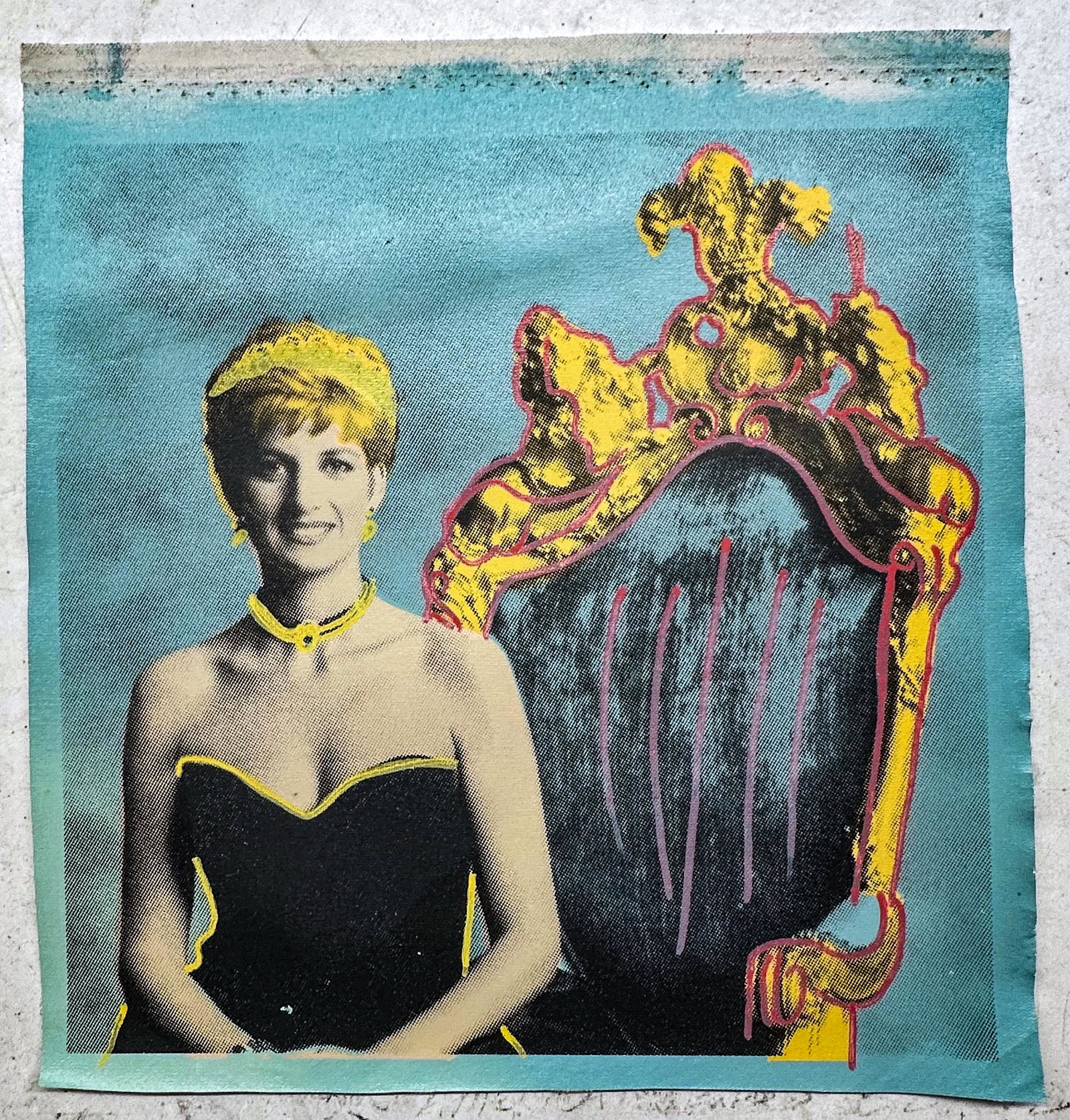 Di, The Peoples Princess by Steve Kaufman: Princess Diana, The Peoples Princess by Steve Kaufmanis a unique hand pulled silkscreen mixed media on canvas and is hand signed by Steve Kaufman. Due to the nature of the canvas, these will need to b