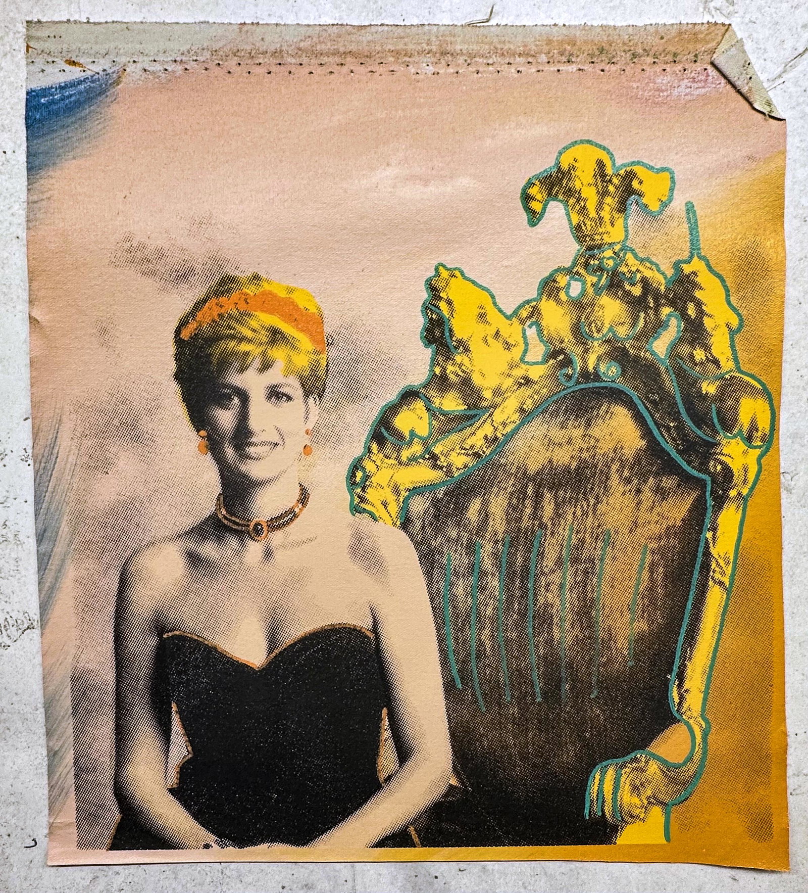 Di, The Peoples Princess by Steve Kaufman: Princess Diana, The Peoples Princess by Steve Kaufmanis a unique hand pulled silkscreen mixed media on canvas and is hand signed by Steve Kaufman. Due to the nature of the canvas, these will need to b