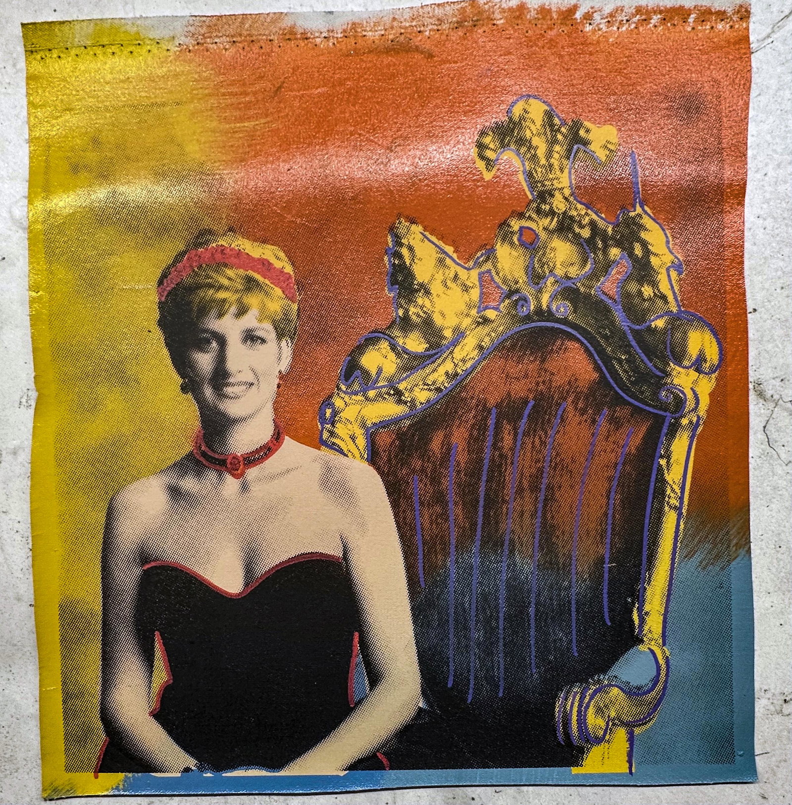 Di, The Peoples Princess by Steve Kaufman: Princess Diana, The Peoples Princess by Steve Kaufmanis a unique hand pulled silkscreen mixed media on canvas and is hand signed by Steve Kaufman. Due to the nature of the canvas, these will need to b
