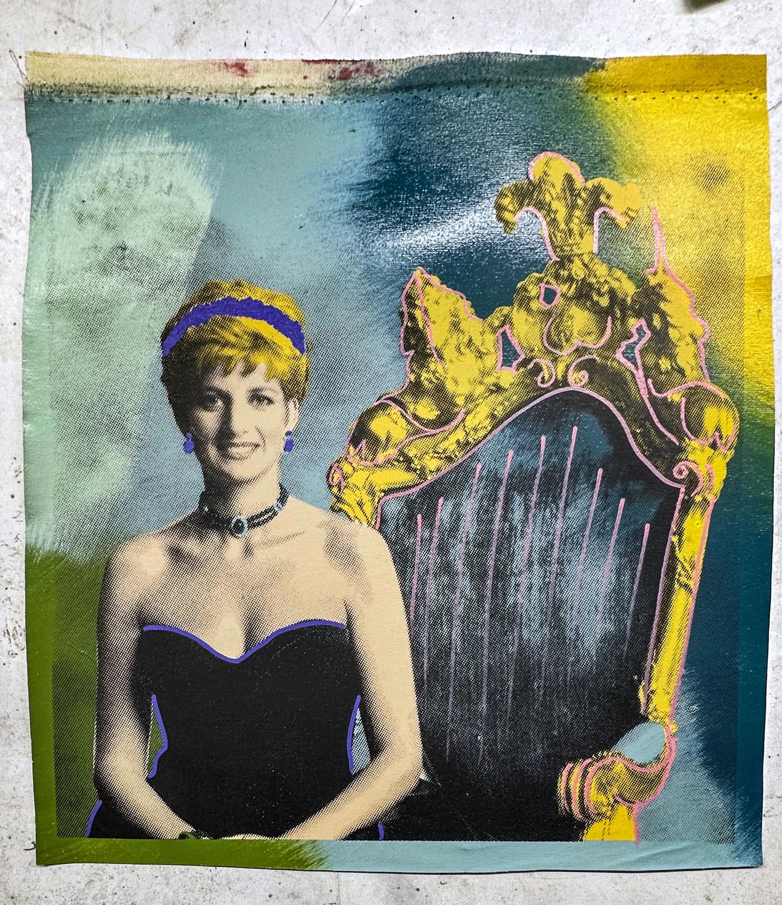 Di, The Peoples Princess by Steve Kaufman: Princess Diana, The Peoples Princess by Steve Kaufmanis a unique hand pulled silkscreen mixed media on canvas and is hand signed by Steve Kaufman. Due to the nature of the canvas, these will need to b