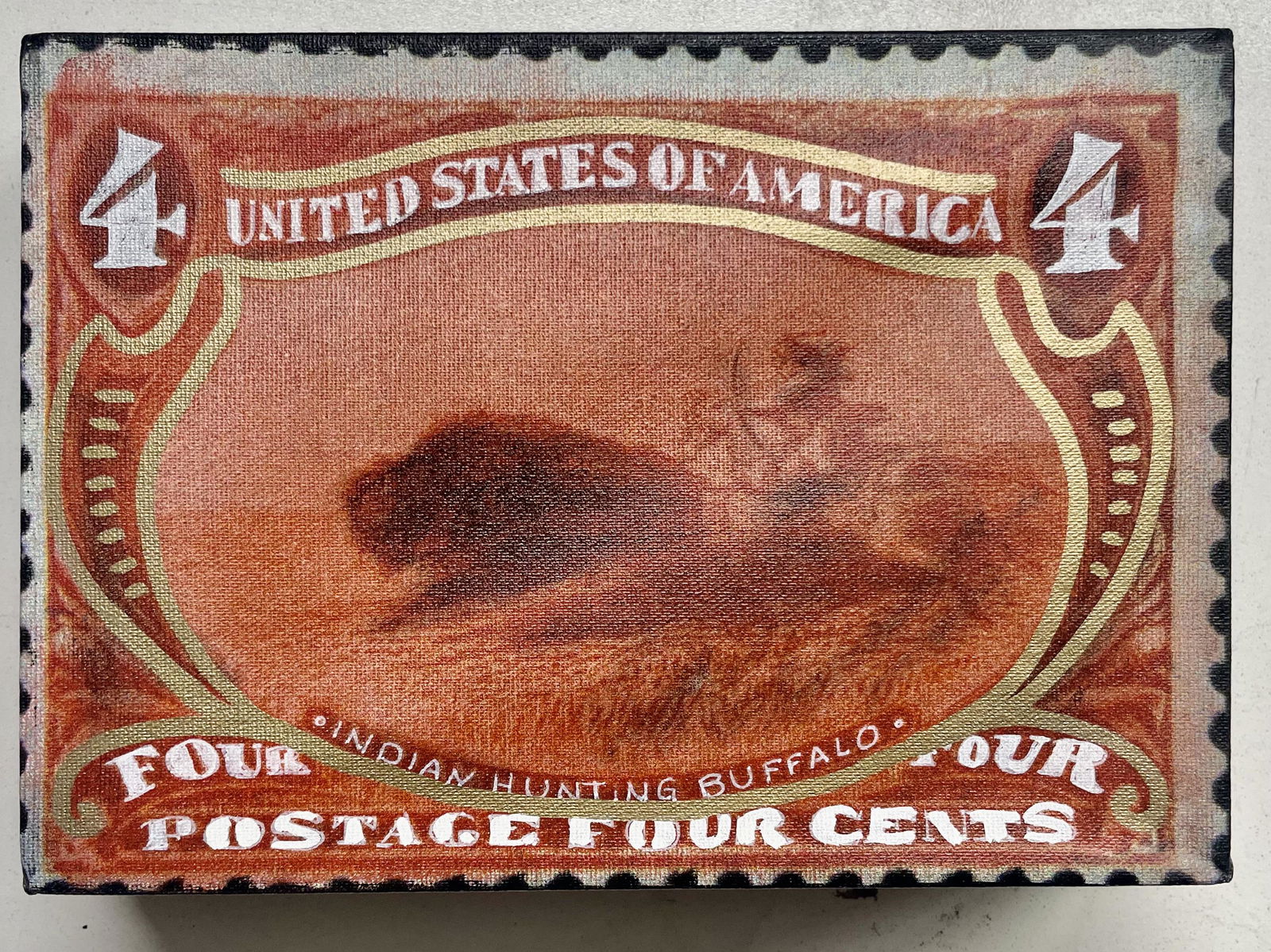 Indian Hunting Buffalo 4 Cents by Steve Kaufman SAK (1 of 2)