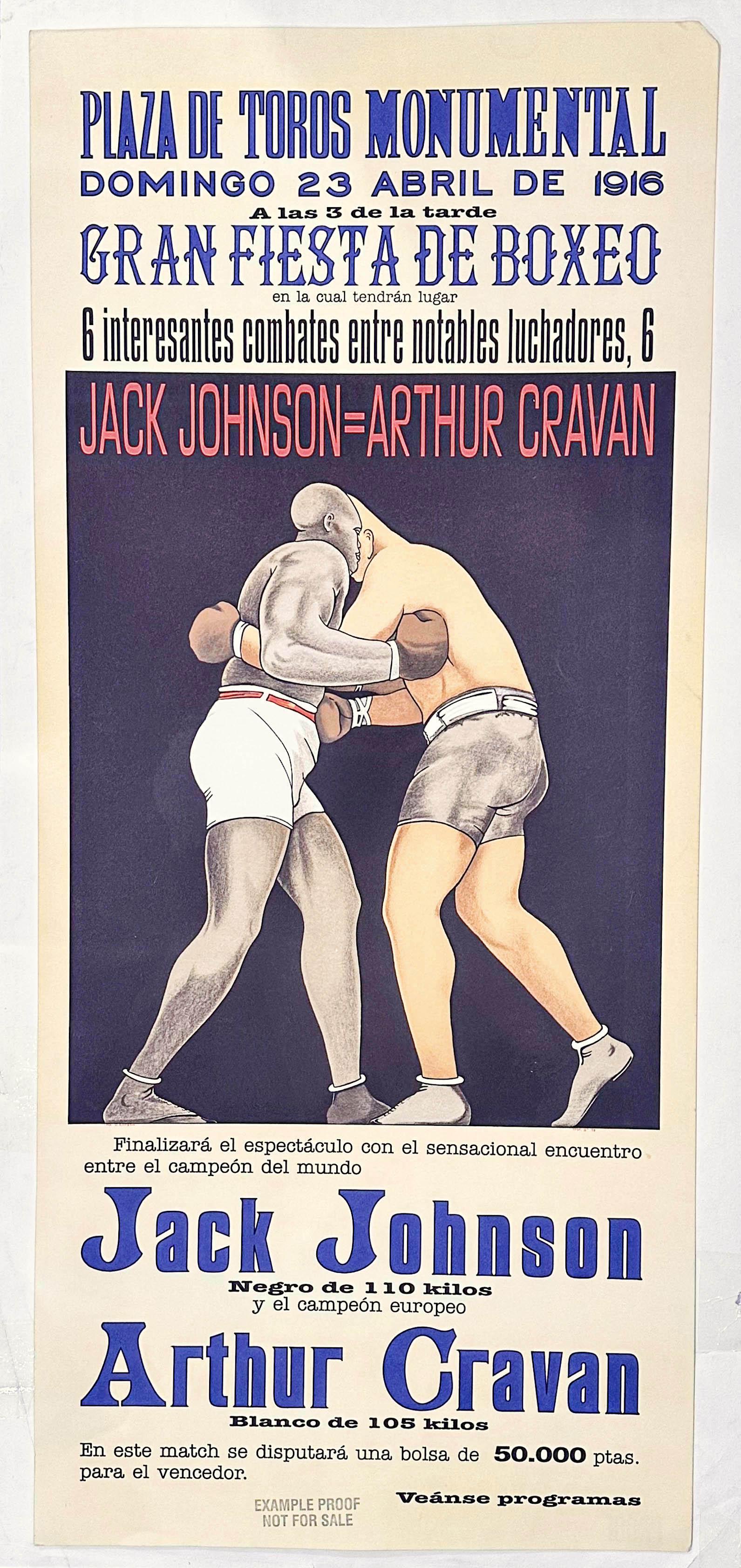 PROOF Jack Johnson and Arthur Cravan Boxing Litho (1 of 1)